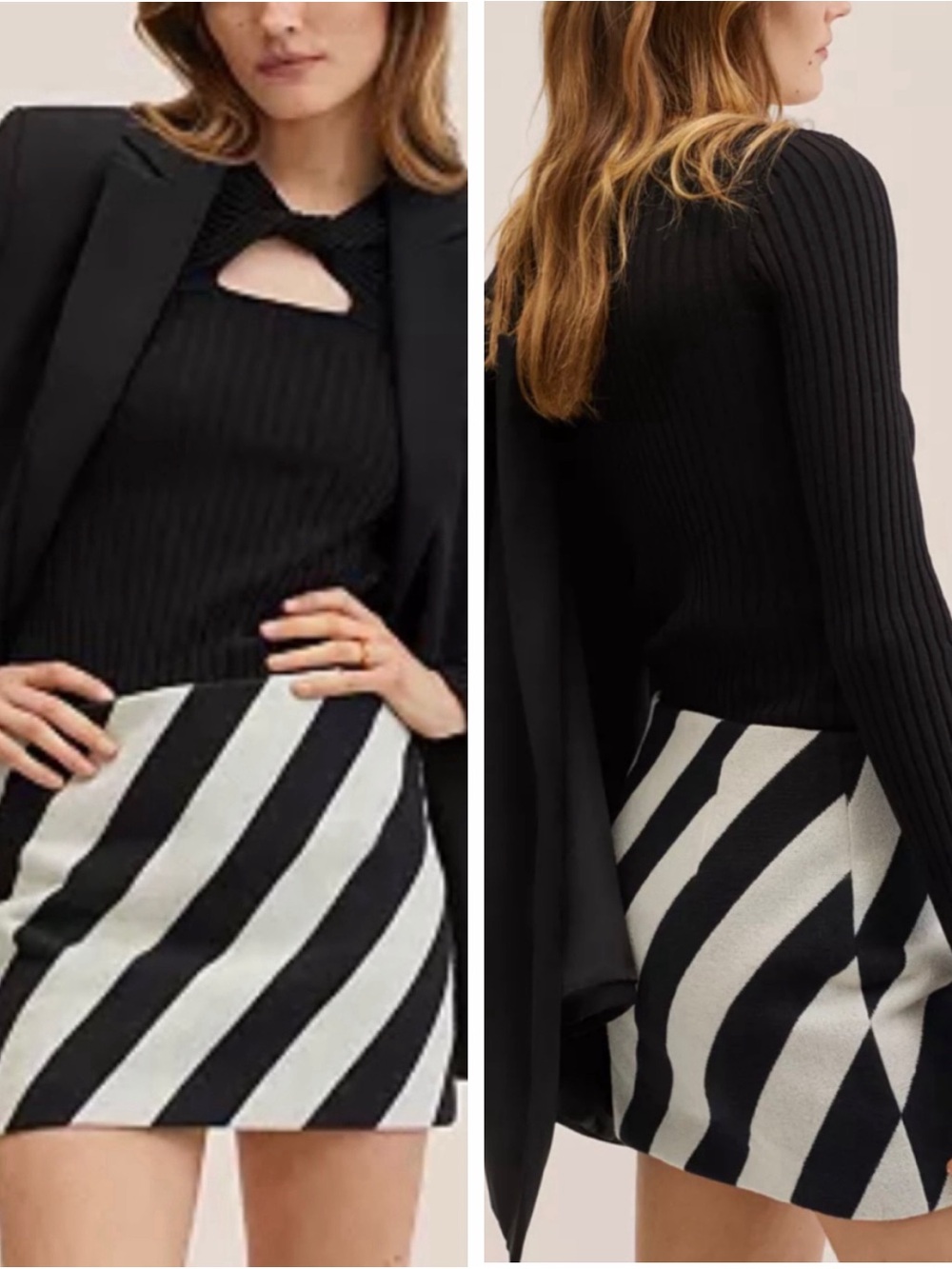 MANGO Striped Miniskirt